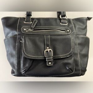 VERSATILE BONDED LEATHER 2 HANDLE MULTIPLE POCKETS BAG BY AVON